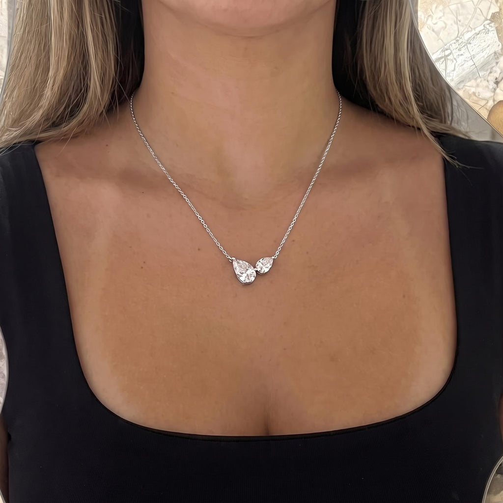 שרשרת צמד טיפות מויסנייט 1.5 קראט